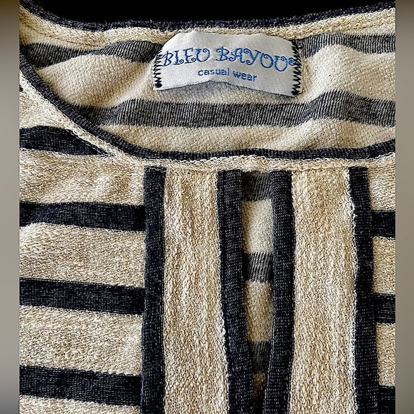 Bleu Bayou Casual Wear Women’s Short Sleeves Blue Stripe Short Dress&Top Sz S-M - Picture 6 of 7